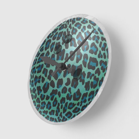 Bowling Ball Leopard Aquamarin Runde Wanduhr (Winkel)