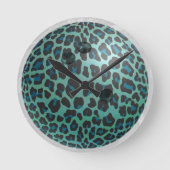 Bowling Ball Leopard Aquamarin Runde Wanduhr (Vorderseite)