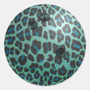 Bowling Ball Leopard Aquamarin Runder Aufkleber