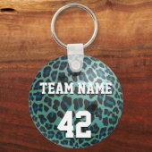 Bowling Ball Leopard Aquamarin Schlüsselanhänger (Vorderseite)