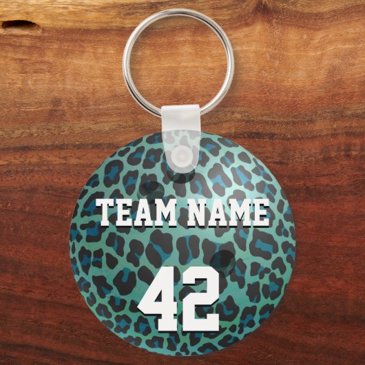 Bowling Ball Leopard Aquamarin Schlüsselanhänger (Vorderseite)