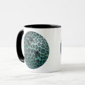 Bowling Ball Leopard Aquamarin Tasse (Vorderseite Links)