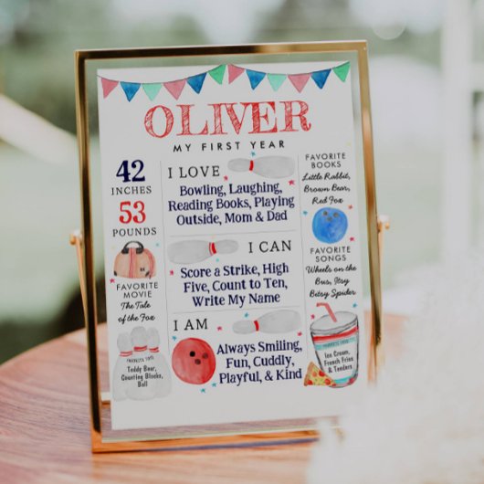 Bowling Ball Milestone Stats Geburtstagsparty Poster