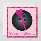 Bowling Ball mit Bow Birthday Einladung (Vorderseite)