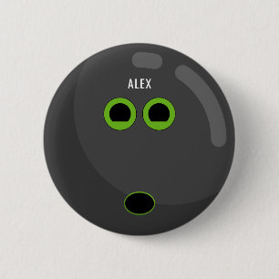 Bowling Ball mit Ihrem Namen Schwarz/Grün Button