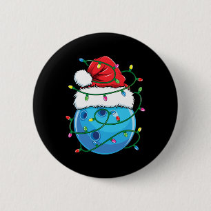 Bowling Ball mit Weihnachtsmannmütze Männer Jungen Button