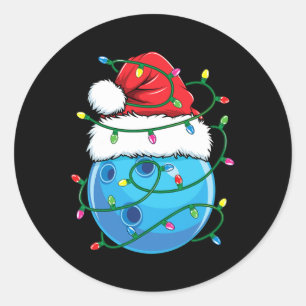 Bowling Ball mit Weihnachtsmannmütze Männer Jungen Runder Aufkleber
