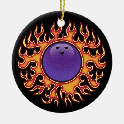 Bowling Ball-O-Feuer Keramik Ornament (Vorne)