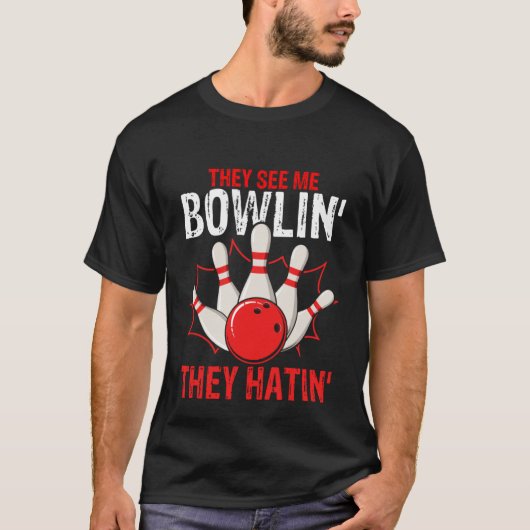 Bowling Ball Pin Bowler Strike Team Bowling Alley T-Shirt (Vorderseite)