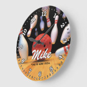 Bowling Ball Pins Man Cave Personalizable Clock Große Wanduhr (Winkel)