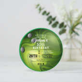 BOWLING BALL ROUND Green Birthday Party Einladung (Stehend Vorderseite)