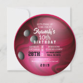 BOWLING BALL ROUND Rote Geburtstagsparty Einladung (Vorderseite)