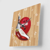 Bowling Ball Shoe und Button mit Ihrem Individuell Quadratische Wanduhr (Winkel)