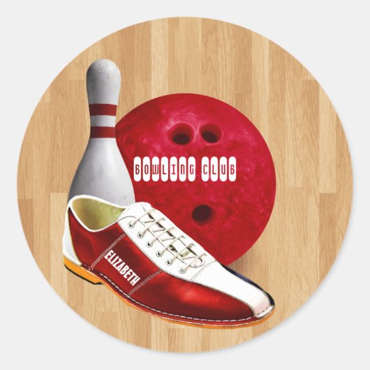 Bowling Ball Shoe und Button mit Ihrem Individuell Runder Aufkleber (Vorderseite)