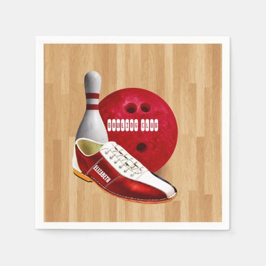 Bowling Ball Shoe und Button mit Ihrem Individuell Serviette (Vorderseite)