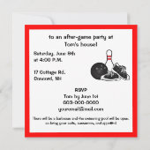 Bowling Ball, Shoes und Button After Game Party Einladung (Rückseite)