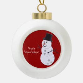 Bowling Ball Snowman Keramik Kugel-Ornament