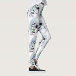 Bowling Ball Snowman Weihnachten Leggings
