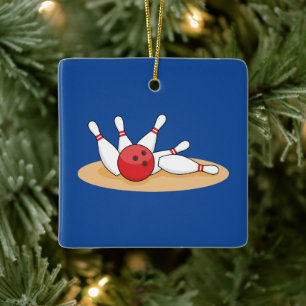 Bowling Ball Strike Skittles Keramikornament