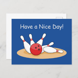 Bowling Ball Strike Skittles personalisieren Feiertagspostkarte