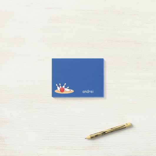 Bowling Ball Strike Skittles Post-it Klebezettel (Auf Schreibtisch)