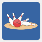 Bowling Ball Strike Skittles Quadratischer Aufkleber (Vorderseite)