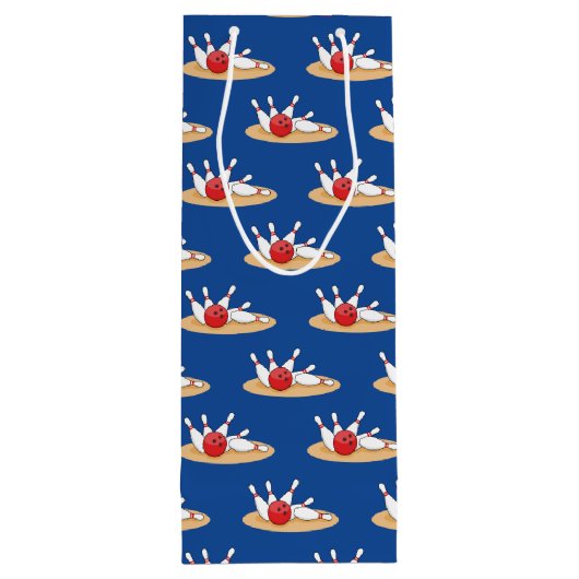 Bowling Ball Strikte Skittles Muster Geschenktüte Für Weinflaschen (Rückseite)