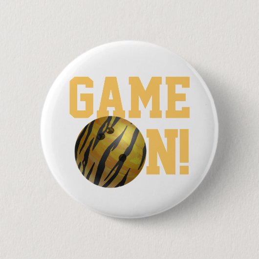 Bowling Ball Tiger Gelb Button (Vorderseite)