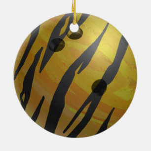 Bowling Ball Tiger Gelb Keramikornament