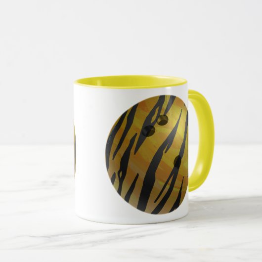 Bowling Ball Tiger Gelb Tasse (VorderseiteRechts)