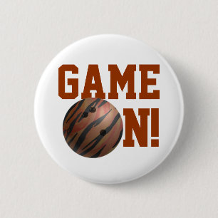 Bowling Ball Tiger Orange Button