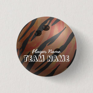 Bowling Ball Tiger Orange Button