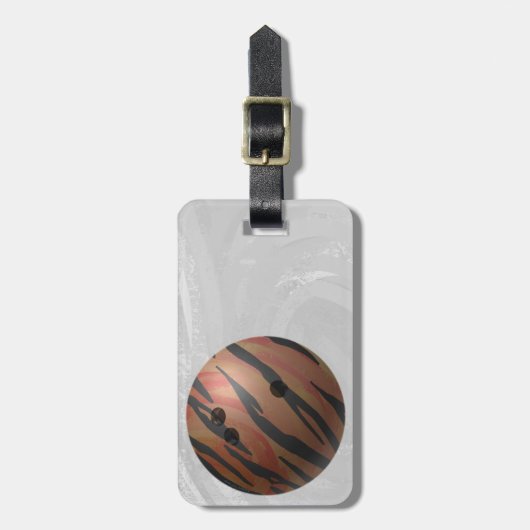 Bowling Ball Tiger Orange Gepäckanhänger (Vorderseite vertikal)