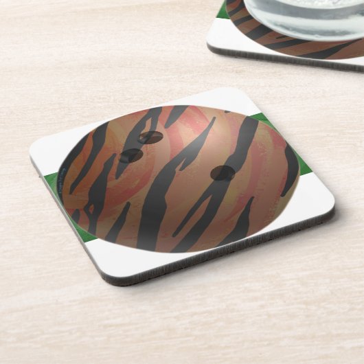 Bowling Ball Tiger Orange Getränkeuntersetzer (Linke Seite)