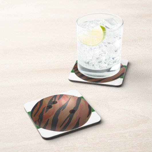 Bowling Ball Tiger Orange Getränkeuntersetzer (Rechte Seite)