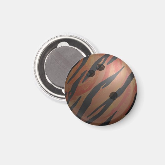 Bowling Ball Tiger Orange Magnet (Vorderseite/Rückseite)