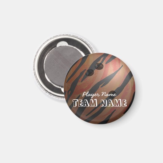 Bowling Ball Tiger Orange Magnet (Vorderseite/Rückseite)