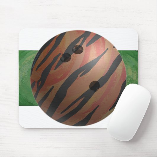 Bowling Ball Tiger Orange Mousepad (Mit Mouse)