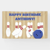 Bowling Ball und Buttone Bowling Birthday Party Banner (Horizontal)