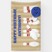 Bowling Ball und Buttone Bowling Birthday Party Banner (Vertikal)