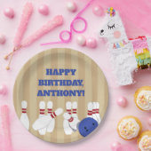 Bowling Ball und Buttone Bowling Birthday Party Pappteller (Party)