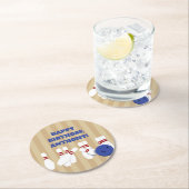 Bowling Ball und Buttone Bowling Birthday Party Runder Pappuntersetzer (Vor Ort)