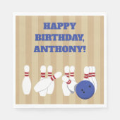Bowling Ball und Buttone Bowling Birthday Party Serviette (Vorderseite)