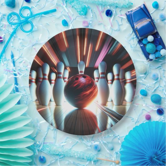 Bowling Ball und Buttone Pappteller (Party)