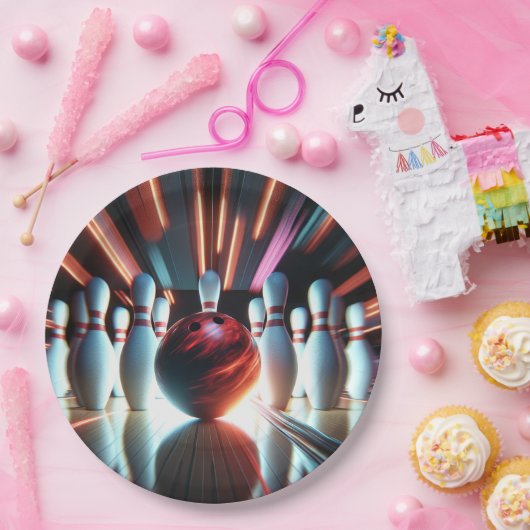 Bowling Ball und Buttone Pappteller (Party)