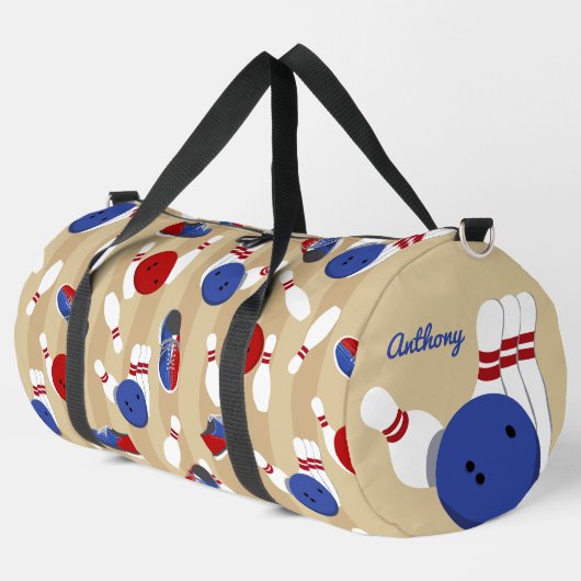 Bowling Ball und Buttone Personalisiert Duffle Bag (Linke Ecke)