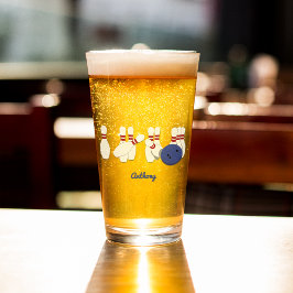 Bowling Ball und Buttone Personalisiert Glas