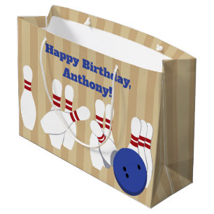 Bowling Ball und Buttone Personalisiert Große Geschenktüte