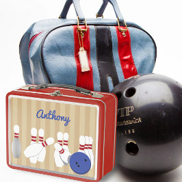 Bowling Ball und Buttone Personalisiert Metall Brotdose
