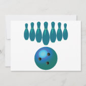 Bowling Ball und Buttone Spaß beim Sport Einladung (Vorderseite)